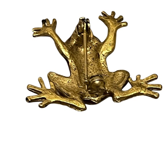Vintage enamel and rhinestone frog brooch - Picture 5 of 6